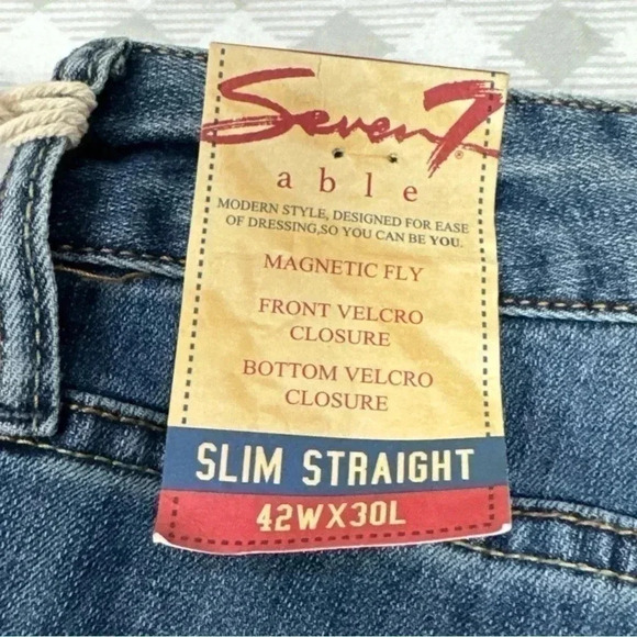 Seven7 Able Men's Slim Straight Denim Jeans Adaptive Pants Size 42W 30L 42x30 - Picture 8 of 9